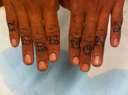 Text Tattoos On Finger